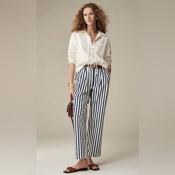 J. Crew Wide-leg essential pant in sailor stripe Women’s Size 10 - Picture 1 of 8